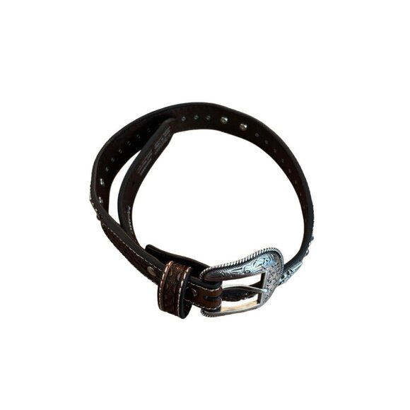 Nocona Women’s Hand Tooled Brown Leather Belt w Western Design, Size 24, 2018 - Picture 7 of 7